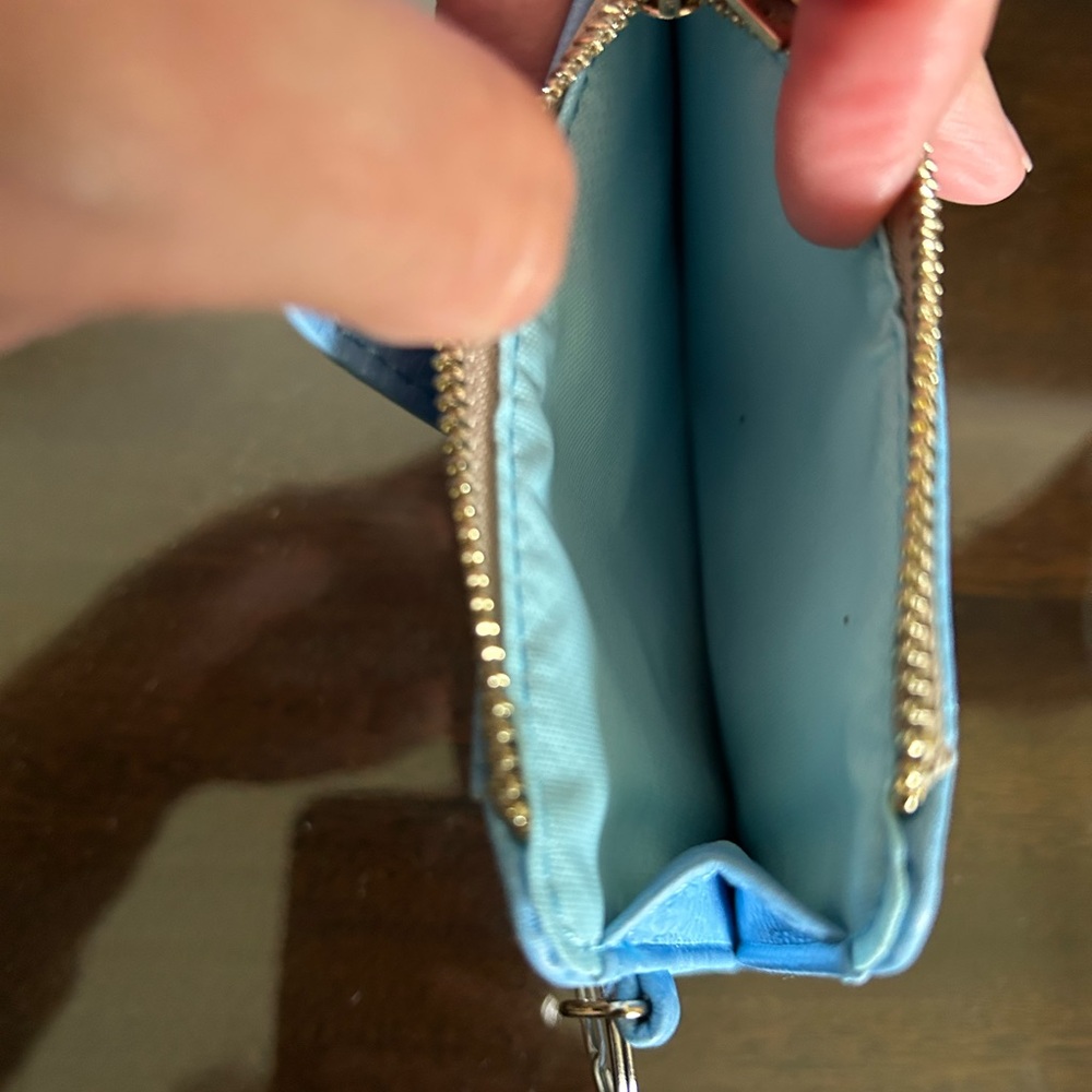 New Small Keychain Wallet Baby Blue Leather - Picture 3 of 3